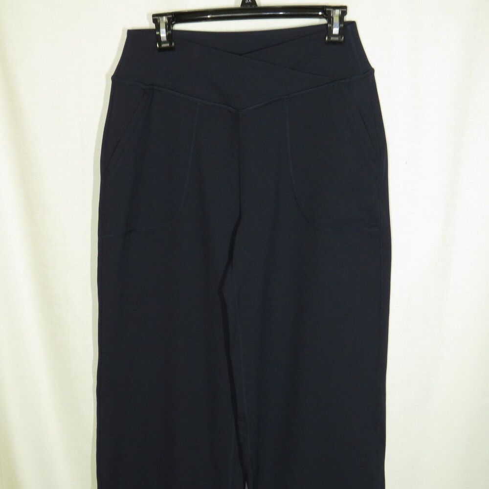 Halara Navy Crossover Wide Leg Split Ankle Active Yoga Pants Size Large - Picture 3 of 11